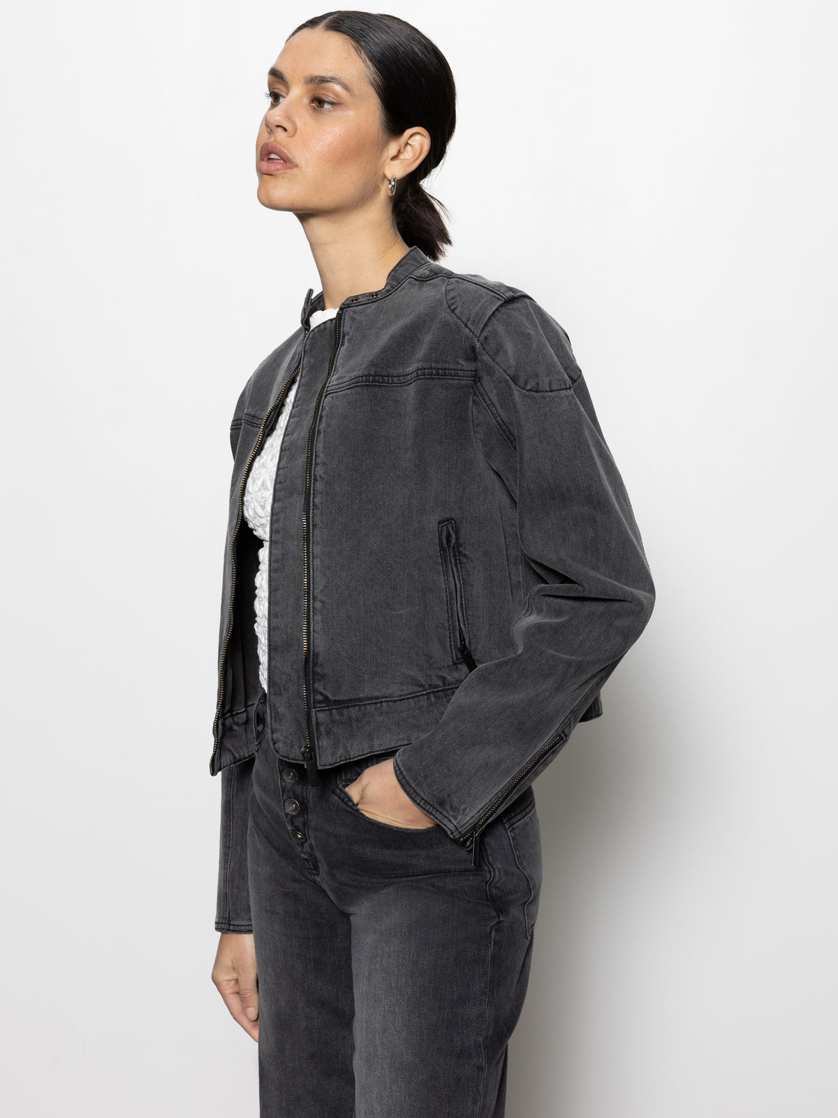 Denim Moto Jacket Dark Asphalt