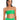 A woman is wearing the Refresh Rib Bandeau Bikini Top in Green Flare by Sanctuary Clothing, paired with high-waisted bikini bottoms. The bikini features a textured, ribbed design. She has long, dark hair that is slicked back and is standing against a plain white background, looking into the camera.