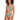 Person wearing the Super Bloom Cutout One Piece Swimsuit Multi by Sanctuary Clothing, which features a vibrant one-shoulder cutout design adorned with bold floral patterns in shades of pink, yellow, and green. The person stands confidently against a white background.